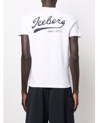 weißes bedrucktes T-Shirt mit einem Rundhalsausschnitt von Iceberg