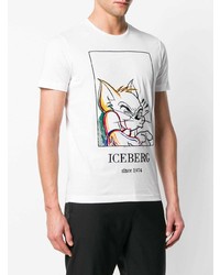 weißes bedrucktes T-Shirt mit einem Rundhalsausschnitt von Iceberg