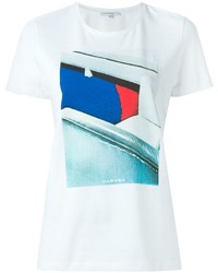 weißes bedrucktes T-Shirt mit einem Rundhalsausschnitt von Carven