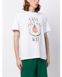 weißes bedrucktes T-Shirt mit einem Rundhalsausschnitt von Casablanca