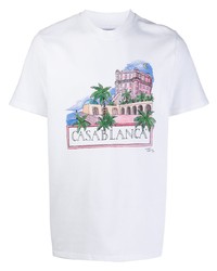 weißes bedrucktes T-Shirt mit einem Rundhalsausschnitt von Casablanca