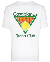 weißes bedrucktes T-Shirt mit einem Rundhalsausschnitt von Casablanca