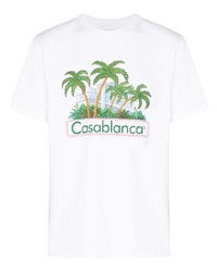 weißes bedrucktes T-Shirt mit einem Rundhalsausschnitt von Casablanca