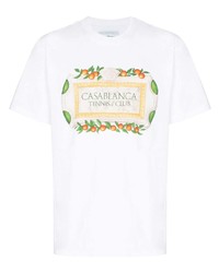 weißes bedrucktes T-Shirt mit einem Rundhalsausschnitt von Casablanca