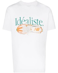 weißes bedrucktes T-Shirt mit einem Rundhalsausschnitt von Casablanca