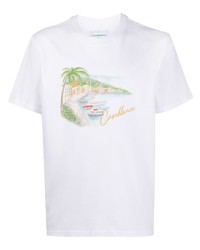 weißes bedrucktes T-Shirt mit einem Rundhalsausschnitt von Casablanca