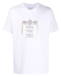 weißes bedrucktes T-Shirt mit einem Rundhalsausschnitt von Casablanca