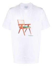 weißes bedrucktes T-Shirt mit einem Rundhalsausschnitt von Casablanca