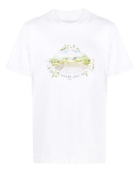 weißes bedrucktes T-Shirt mit einem Rundhalsausschnitt von Casablanca