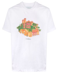 weißes bedrucktes T-Shirt mit einem Rundhalsausschnitt von Casablanca