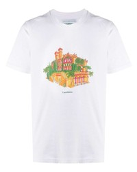 weißes bedrucktes T-Shirt mit einem Rundhalsausschnitt von Casablanca