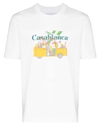 weißes bedrucktes T-Shirt mit einem Rundhalsausschnitt von Casablanca