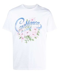 weißes bedrucktes T-Shirt mit einem Rundhalsausschnitt von Casablanca