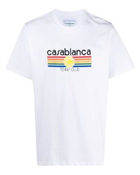 weißes bedrucktes T-Shirt mit einem Rundhalsausschnitt von Casablanca