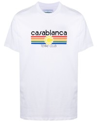 weißes bedrucktes T-Shirt mit einem Rundhalsausschnitt von Casablanca