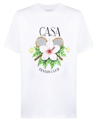 weißes bedrucktes T-Shirt mit einem Rundhalsausschnitt von Casablanca