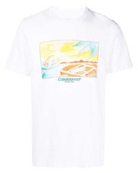 weißes bedrucktes T-Shirt mit einem Rundhalsausschnitt von Casablanca