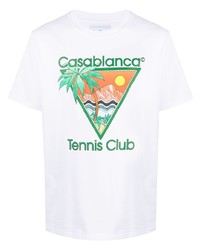 weißes bedrucktes T-Shirt mit einem Rundhalsausschnitt von Casablanca