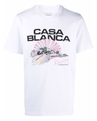 weißes bedrucktes T-Shirt mit einem Rundhalsausschnitt von Casablanca