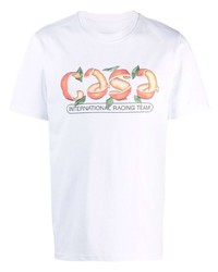 weißes bedrucktes T-Shirt mit einem Rundhalsausschnitt von Casablanca