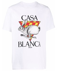 weißes bedrucktes T-Shirt mit einem Rundhalsausschnitt von Casablanca