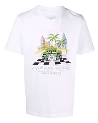 weißes bedrucktes T-Shirt mit einem Rundhalsausschnitt von Casablanca