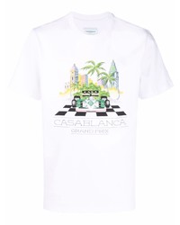 weißes bedrucktes T-Shirt mit einem Rundhalsausschnitt von Casablanca