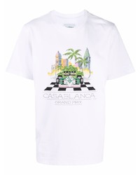 weißes bedrucktes T-Shirt mit einem Rundhalsausschnitt von Casablanca