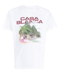 weißes bedrucktes T-Shirt mit einem Rundhalsausschnitt von Casablanca