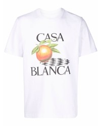 weißes bedrucktes T-Shirt mit einem Rundhalsausschnitt von Casablanca