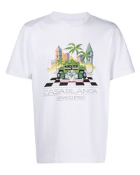 weißes bedrucktes T-Shirt mit einem Rundhalsausschnitt von Casablanca