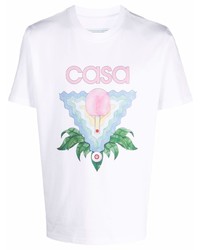 weißes bedrucktes T-Shirt mit einem Rundhalsausschnitt von Casablanca