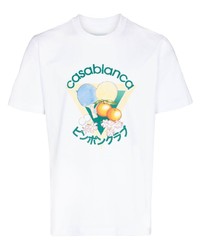 weißes bedrucktes T-Shirt mit einem Rundhalsausschnitt von Casablanca