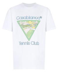 weißes bedrucktes T-Shirt mit einem Rundhalsausschnitt von Casablanca