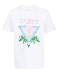 weißes bedrucktes T-Shirt mit einem Rundhalsausschnitt von Casablanca