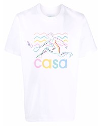 weißes bedrucktes T-Shirt mit einem Rundhalsausschnitt von Casablanca