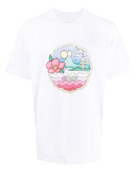 weißes bedrucktes T-Shirt mit einem Rundhalsausschnitt von Casablanca