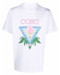 weißes bedrucktes T-Shirt mit einem Rundhalsausschnitt von Casablanca