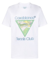 weißes bedrucktes T-Shirt mit einem Rundhalsausschnitt von Casablanca