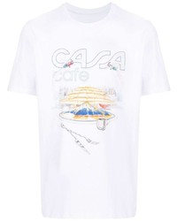 weißes bedrucktes T-Shirt mit einem Rundhalsausschnitt von Casablanca