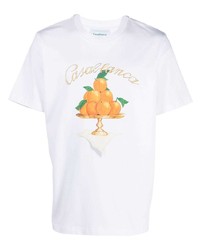 weißes bedrucktes T-Shirt mit einem Rundhalsausschnitt von Casablanca