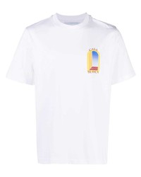 weißes bedrucktes T-Shirt mit einem Rundhalsausschnitt von Casablanca