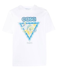 weißes bedrucktes T-Shirt mit einem Rundhalsausschnitt von Casablanca