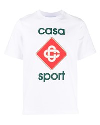 weißes bedrucktes T-Shirt mit einem Rundhalsausschnitt von Casablanca