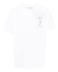 weißes bedrucktes T-Shirt mit einem Rundhalsausschnitt von Casablanca