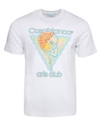 weißes bedrucktes T-Shirt mit einem Rundhalsausschnitt von Casablanca