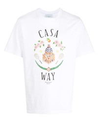 weißes bedrucktes T-Shirt mit einem Rundhalsausschnitt von Casablanca