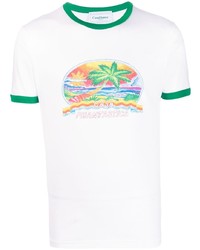 weißes bedrucktes T-Shirt mit einem Rundhalsausschnitt von Casablanca