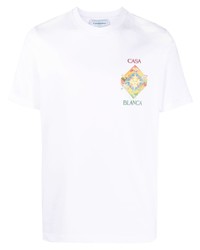 weißes bedrucktes T-Shirt mit einem Rundhalsausschnitt von Casablanca