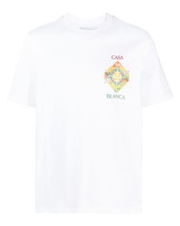 weißes bedrucktes T-Shirt mit einem Rundhalsausschnitt von Casablanca